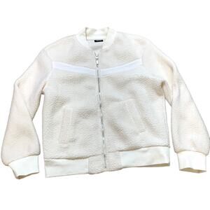 ZYIA Active Cream Sherpa Bomber Jacket Coat Size Medium